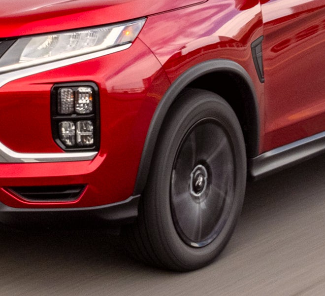 A red 2025 Mitsubishi Outlander Sport SUV with continuously variable transmission